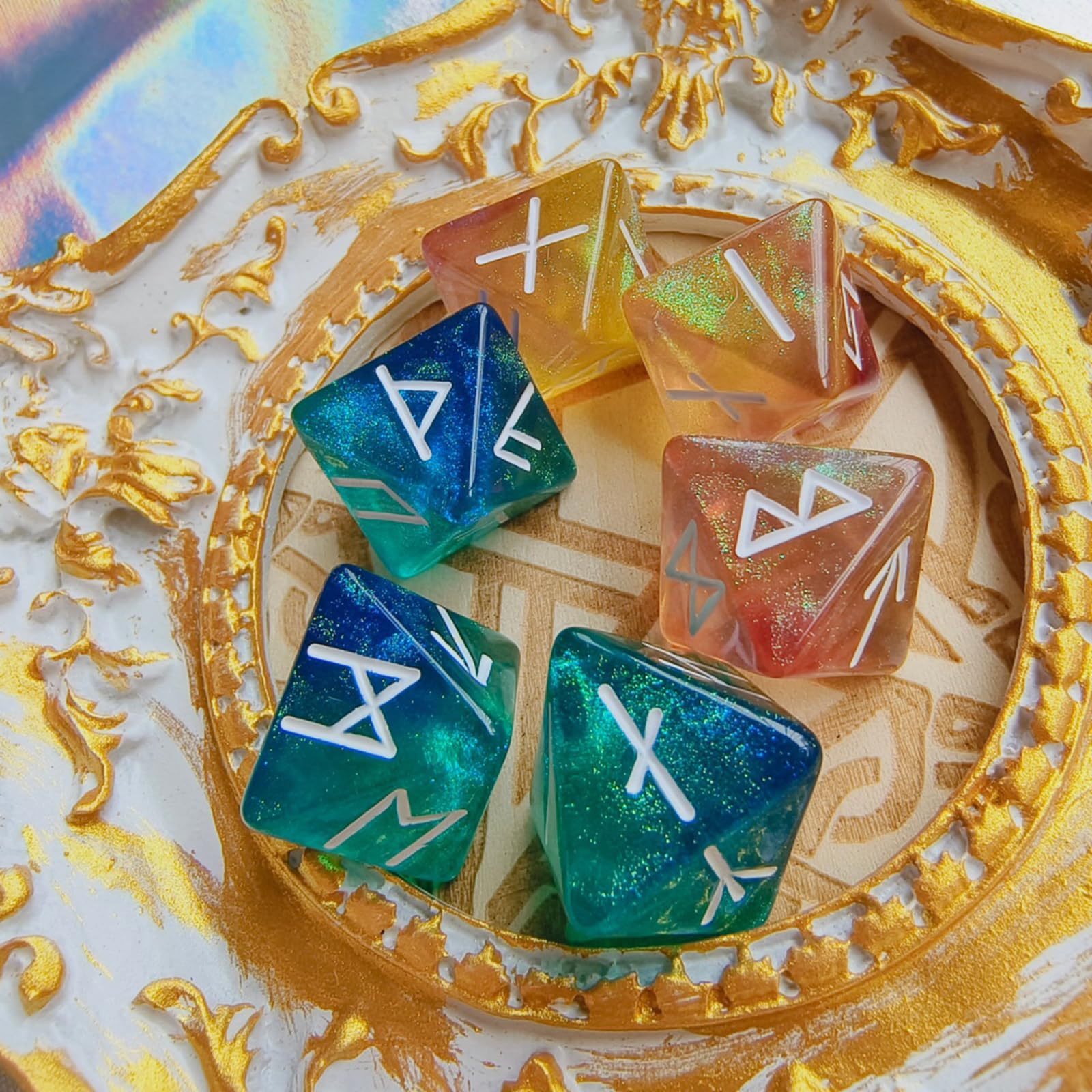 Board Game Pandemic - 3-teiliges Sternenhimmel-Rune-Polyeder-Würfelset, seidig glatte Oberfläche, perfekt