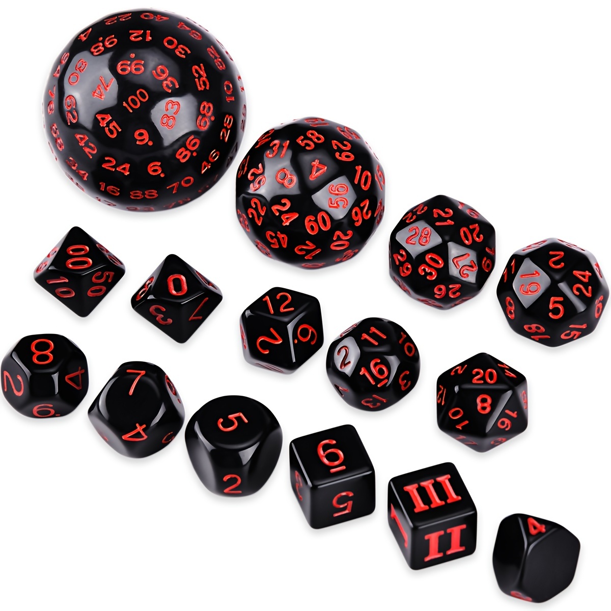 Board Game Pandemic - D3-D100 Polyedrische Würfel mit schwarzer Basis,