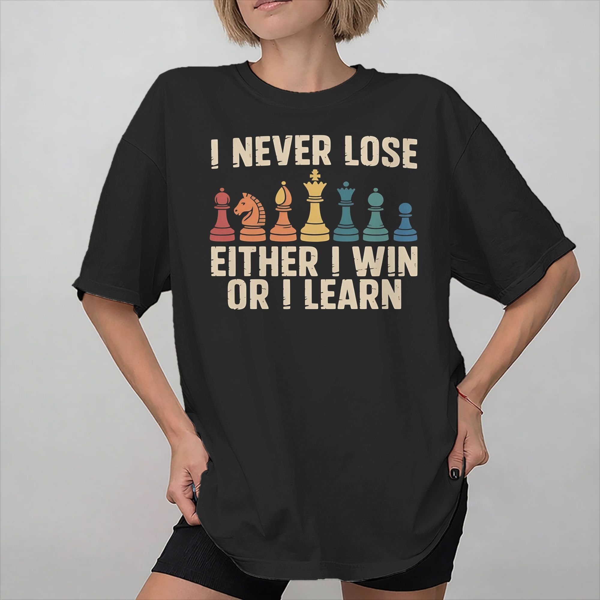 Board Game Or Boardgame - Schachspieler-Brettspiel-T-Shirt „Ich verliere nie, ich gewinne