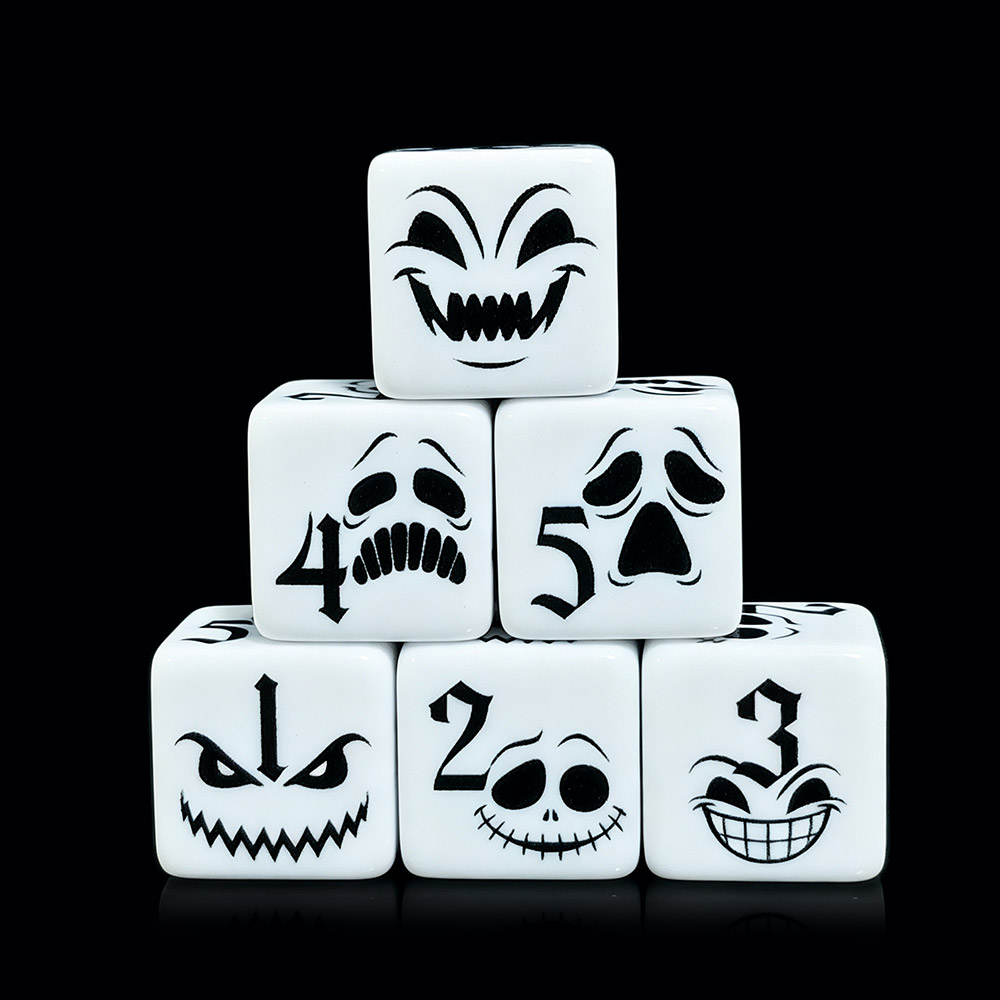 Board Game Horror - 12 Stück Halloween Horror Geistergesicht D6